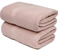 Wholesale Trade Dealz 2 X Super Jumbo Bath Sheets (100 x 200 cm) Primium 100% Egyptian Combed Cotton Extra Large Bath Sheet Towels XL Body Wrap Towel (Latte, Cotton)