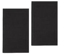 Wholesale Trade Dealz 2X Luxury Egyptian Cotton Bath Mats Terry Toweling Bathroom Rugs (50 x 70 cm) Super Soft and Absorbent Hotel Bathroom Mat Shower Floor Towels (Cotton, Black)