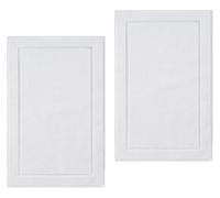 Wholesale Trade Dealz 2X Luxury Egyptian Cotton Bath Mats Terry Toweling Bathroom Rugs (50 x 70 cm) Super Soft and Absorbent Hotel Bathroom Mat Shower Floor Towels (Cotton, White)