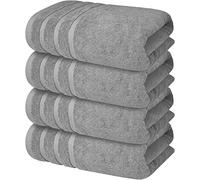 Wholesale Trade Dealz 4 x Large Jumbo Bath Sheet Towel Set (75 x 150 cm-500GSM) Pure Cotton XL Bath Sheet Towels (Silver, Cotton)