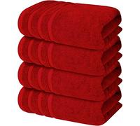 Wholesale Trade Dealz 4 x Large Jumbo Bath Sheet Towel Set (75 x 150 cm-500GSM) Pure Cotton XL Bath Sheet Towels (Red, Cotton)