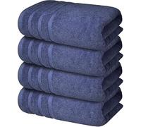 Wholesale Trade Dealz 4 x Large Jumbo Bath Sheet Towel Set (75 x 150 cm-500GSM) Pure Cotton XL Bath Sheet Towels (Cotton, Navy Blue)