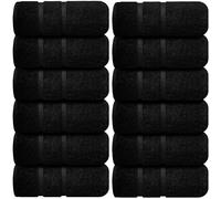 Wholesale Trade Dealz Large Jumbo Bath Towels Pack of 4, 6 & 12 100% Egyptian Cotton Super Soft 500GSM High Absorbent Quick Dry Big Bathroom Towels Set (12, Black)