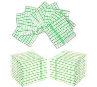 Wholesale Trade Dealz Mono Check Terry Tea Towels Pack of 4, 6 & 12-100% Egyptian Cotton Super Soft High Absorbent Lint Free Wonder Dry Tea Toweling Dish Cloth Large Kitchen Towels (12, Green)
