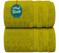 Wholesale Trade Dealz Pack of 1 & 2 Extra Large Jumbo Bath Sheet 100 X 200cm 100% Egyptian Cotton Super Soft Quick Dry Body Wrap Beach Towels XL Bath Towels 600-GSM (2, Lemon)