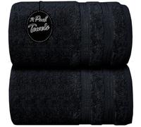 Wholesale Trade Dealz Pack of 1 & 2 Extra Large Jumbo Bath Sheet 100 X 200cm 100% Egyptian Cotton Super Soft Quick Dry Body Wrap Beach Towels XL Bath Towels 600-GSM (2, Black)