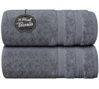 Wholesale Trade Dealz Pack of 1 & 2 Extra Large Jumbo Bath Sheet 100 X 200cm 100% Egyptian Cotton Super Soft Quick Dry Body Wrap Beach Towels XL Bath Towels 600-GSM (2, Silver)