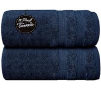 Wholesale Trade Dealz Pack of 1 & 2 Extra Large Jumbo Bath Sheet 100 X 200cm 100% Egyptian Cotton Super Soft Quick Dry Body Wrap Beach Towels XL Bath Towels 600-GSM (2, Navy Blue)