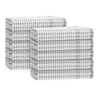 Wholesale Trade Dealz Pack of 10 Wonderdry Kitchen Tea Towels 100% Cotton Highly Absorbent - Long Lasting- Quick Drying - Bar, Dish Cleaning Catering Restaurant Towels 40 x 60cm (Silver)