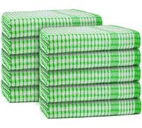 Wholesale Trade Dealz Pack of 10 Wonderdry Kitchen Tea Towels 100% Cotton Highly Absorbent - Long Lasting- Quick Drying - Bar, Dish Cleaning Catering Restaurant Towels 40 x 60cm (Green)