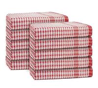 Wholesale Trade Dealz Pack of 10 Wonderdry Kitchen Tea Towels 100% Cotton Highly Absorbent - Long Lasting- Quick Drying - Bar, Dish Cleaning Catering Restaurant Towels 40 x 60cm (Red)