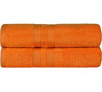 Wholesale Trade Dealz Pack of 2 Large Jumbo Bath Sheet Towels(75 x 150 cm) 100% Egyptian Cotton Big Bath Sheets Quick dry & Absorbent (Orange, Cotton)