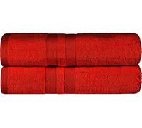 Wholesale Trade Dealz Pack of 2 Large Jumbo Bath Sheet Towels(75 x 150 cm) 100% Egyptian Cotton Big Bath Sheets Quick dry & Absorbent (Red, Cotton)