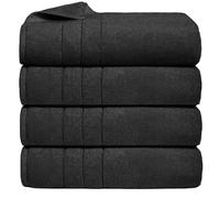 Wholesale Trade Dealz Pack of 4 Big Jumbo Bath Towel Sheets Pure Egyptian Cotton Super Soft & Highly Absorbent Bath Sheet 500GSM (Cotton, Black)