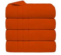 Wholesale Trade Dealz Pack of 4 Big Jumbo Bath Towel Sheets Pure Egyptian Cotton Super Soft & Highly Absorbent Bath Sheet 500GSM (Cotton, Orange)