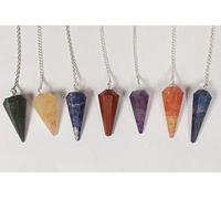 WholesaleGemShop Chakra Stones Reiki Healing Crystal Gift Metaphysical Wellness Positive Energy Feng Shui Mediatation Protective Health and Chakra Spiritual Bracelet Set (Pendulum Set)