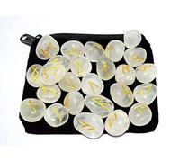 WholesaleGemShop Clear Quartz Rune Set in Multi Gemstones with Velvet Bag