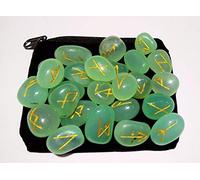 WholesaleGemShop Gemstone Aquva Onyx Rune Set with Velvet Bag