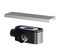 WholeSeal Wetroom Linear Shower Waste with Stainless Steel Cover Plate | Silver/Black | Metal/Plastic | 300mm