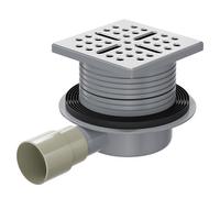 WholeSeal Wetroom Square Screw Lock Shower Waste | Grey | Brass | 120mm x 166mm x 120mm