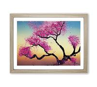 Wholesome Cherry Blossom Tree Framed Print | A2 Oak Framed Wall Art | Ready to Hang | Modern Floral Picture | Living Room Bedroom Lounge Office