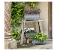 Wholesome Home Galvanised Trough Planter, Rectangular Outdoor Plant Pot, Window Box Planters, Metal (Set of 3)