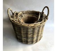 Wholesome Home Rattan Storage Basket - Round Short (Set Of 3)