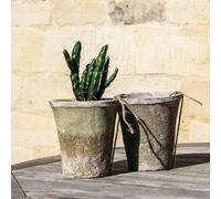 Wholesome Home Rustic Stone Plant Pot, Weathered White Terracotta, Various Sizes, Garden Container (Medium Pack of 4 (10x7cm))