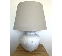 Wholesome Home Stone Base Table Lamp with Beige Shade, Large 65 cm Height, Light Grey, Living Room, Bedside