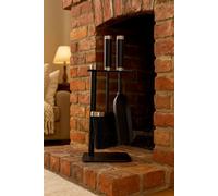 Wholesome Home Traditional Black Metal Fireplace Tool Set, 2-Piece Hearth Accessories With Brush And Shovel, Fireside Companion Set