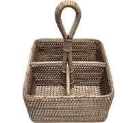 Wholesome Home White Wash Rattan Cutlery/condiment Caddy