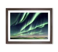 Wholesome Northern Lights Framed Print | A2 Walnut Framed Wall Art | Ready to Hang | Modern Landscape Picture | Living Room Bedroom Lounge Office