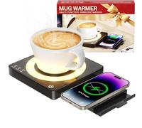 WHOLEV Coffee Mug Warmer, Smart Mug Warmer, 15W Wireless Charging, 3 Temperature Controlled Heat Settings, 8 Hours Auto Shut-Off, Candle Warmer