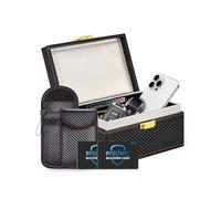 WHonor Faraday Box & Pouch, Anti-Theft RFID Blocking Car Key Signal Blocker | Keyless Car Safe, Prevent Relay Theft, Fits 12 Keys & Phone, Premium Carbon Fiber, 2 RFID Blocking Cards to Protect Wallet