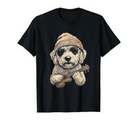 Whoodle Ukulele Beanie Y2K Aesthetic Value Graphic T-Shirt, Men, Black, S