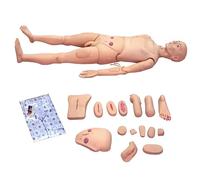 WHOOLEFUN Patient Care Medical Manikin, Nursing Training Manikin Model, 15 Training Modules, Trauma Teaching Model with Patient Suit, Anatomical Human Model, for Nursing Male Wound