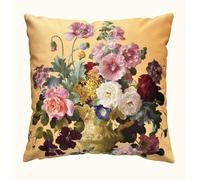 whooplaArt Elegant Decorative Velvet Floral Pillow Cover Double Sides Flower Pillowcases 18"x18" (Yellow)