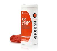 WHOOSH! Screen Shine 100 Electronic Wipes with Microfiber Cloth - Lint-Free, Non-Abrasive Wipe Design with Streak-Free Finish - Glasses Wipes for TV, Phone, Laptop, Computer and Cameras