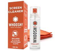 WHOOSH! Screen Shine Go XL Laptop Screen Cleaner - 100 mL Sleek Bottle with Microfiber Cloth - Powerful, Streak-Free Cleaning for Monitor, MacBook, Phone, Glasses, Car Screen Cleaner