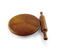 whoperindia Wooden Chakla Belan Set for Roti Making | Round Wooden Rolling Board with Rolling Pin | Chapati, Paratha & Puri Making Kitchen Tool | 9 Inch