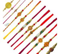 WhopperIndia Pack of 12 Assorted Rakhi | Rakshabandhan Rakhi | Rakhi for brother | bhaiya bhabhi rakhi | rakhi for bhai | Indian Rakhi | Rakhi Bracelet | Rakhee For Sister | Lumba Rakhi For Bhabhi