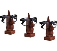 WhopperIndia Set of 3 Handmade Wooden Spectacle Holder Eye wear Retainer Holder Nose Shape Eyeglass Holder Stand Gift for Men and Women