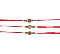 WhopperIndia Set of 6 Om Design Rakhi with Beads Traditional Rakshabandhan Rakhi Bracelet Color and Design May Vary