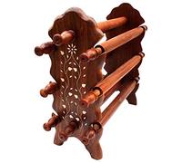 WhopperIndia Wooden 8 Rod Bangle Stand with Side Hooks | Handmade Jewellery Display Organiser for Bracelets, Bangles, Watches & Hair Accessories | Freestanding Wooden Storage Holder - 30.48 cm