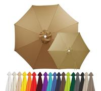 WHOROB 2m 2.15m 2.5m 2.7m 3.0m 4.0m Replacement Parasol Canopy for 6/8 Arms, Waterproof Outdoor Garden Parasol Fabric Cover, UV Protection Sun Shade Replacement Top Only(Khaki,8-RIBS-10.8FT/3.30m)