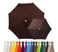 WHOROB 2m 2.15m 2.5m 2.7m 3.0m 4.0m Replacement Parasol Canopy for 6/8 Arms, Waterproof Outdoor Garden Parasol Fabric Cover, UV Protection Sun Shade Replacement Top Only(Coffee,8-RIBS-8.8FT/2.70m)