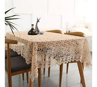 WHOROB Rectangle Floral Table Cover,Embroidered Lace Tablecloth,Vintage Macrame Hollow Washable for Wedding Bridal Birthday Party Dinning Decoration(130x180cm(51x71inch))
