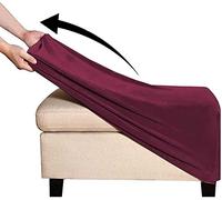 WHOROB Velvet Ottoman Slipcover Stretch Rectangle Footstool Cover Folding Storage Ottoman Covers for Living Room with Elastic Bottom (Color : Burgundy, Size : X-LARGE)
