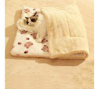 WHOROB Warming Pet Pad Cat Sleeping Blanket, Self-warmin Fluffy Kittens Mat, Puppy Cushion Blanket Fleece Dog Crate Pads for Indoor Outdoor (XL-90x50cm,White-bear)