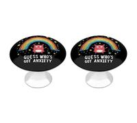 Who's Got Anxiety Drawer Pulls Handles Knobs Flat Black Cabinet Cup with Screw 2 Pack